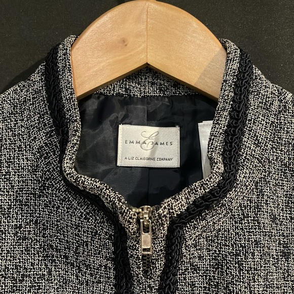 Emma James navy and white tweed jacket women’s size 10 NWOT - Picture 4 of 7
